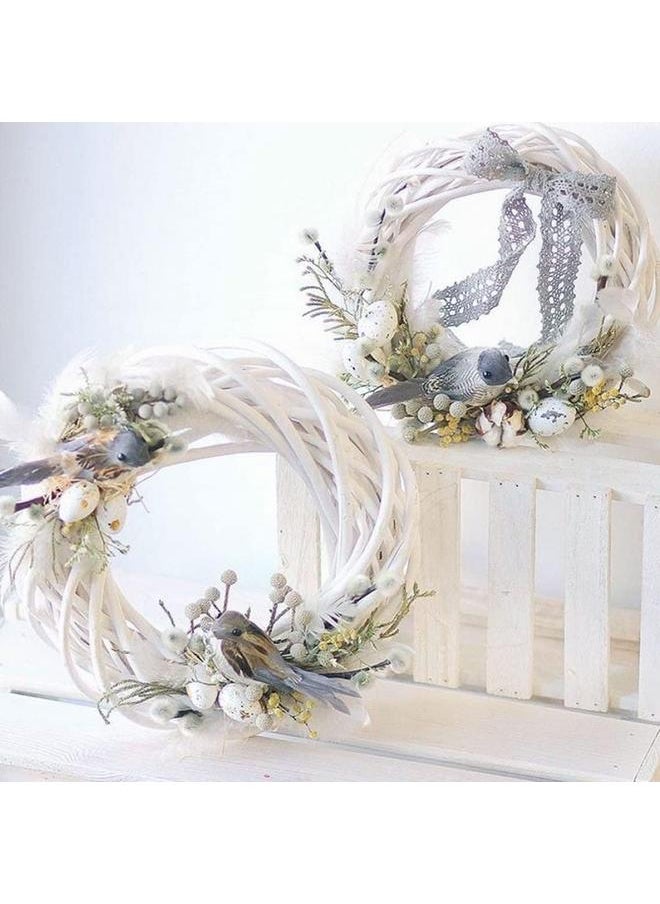 yongsheng loinhgeo  Rattan Wreath Front Door Wreath Garland Ornaments Hanging Flower Crafts Home Party Decoration Gift White 30cm  - Image 2