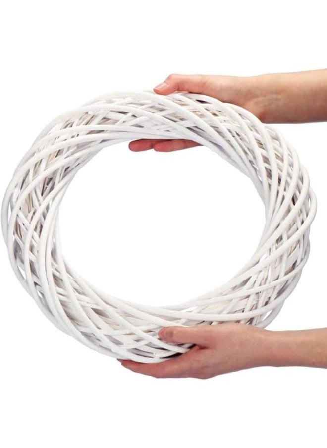 yongsheng loinhgeo  Rattan Wreath Front Door Wreath Garland Ornaments Hanging Flower Crafts Home Party Decoration Gift White 30cm  - Image 5
