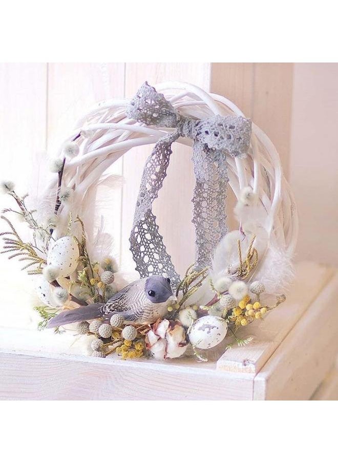 yongsheng loinhgeo  Rattan Wreath Front Door Wreath Garland Ornaments Hanging Flower Crafts Home Party Decoration Gift White 30cm  - Image 4