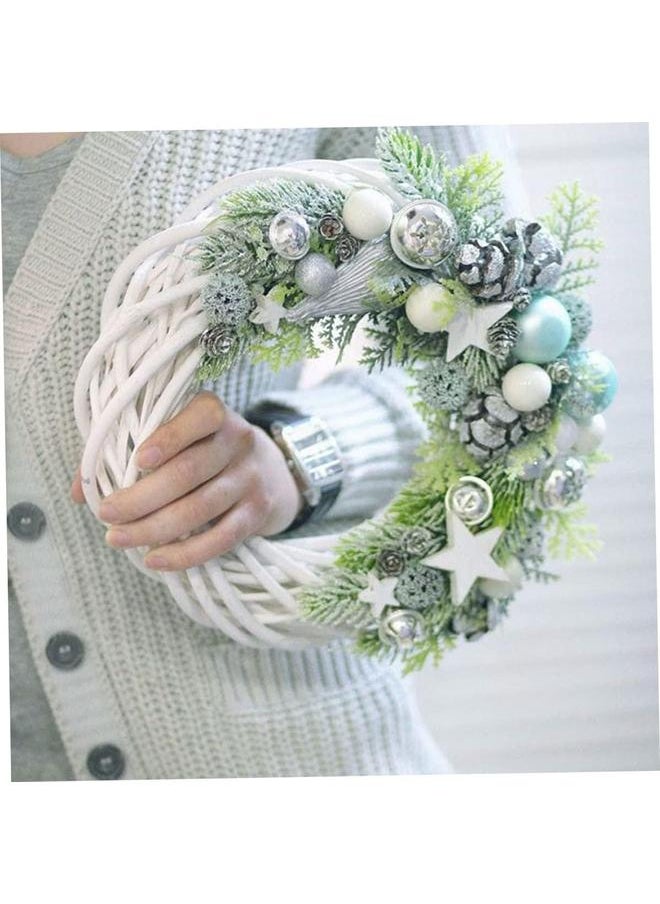 yongsheng loinhgeo  Rattan Wreath Front Door Wreath Garland Ornaments Hanging Flower Crafts Home Party Decoration Gift White 30cm  - Image 3