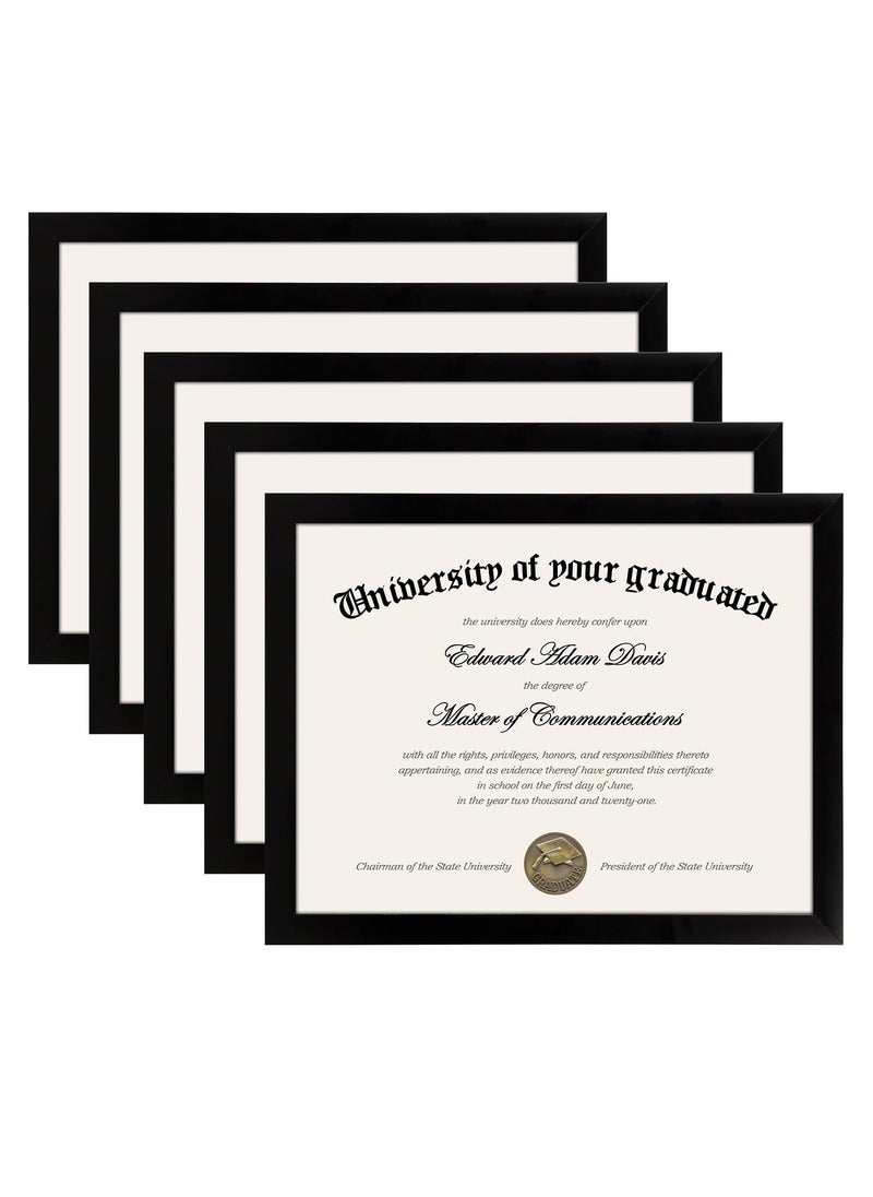 upsimples upsimples Certificate Frame with High Definition Glass 85 by 11 Picture Diploma Document Frames for Wall and Tabletop Black 5 Pack 