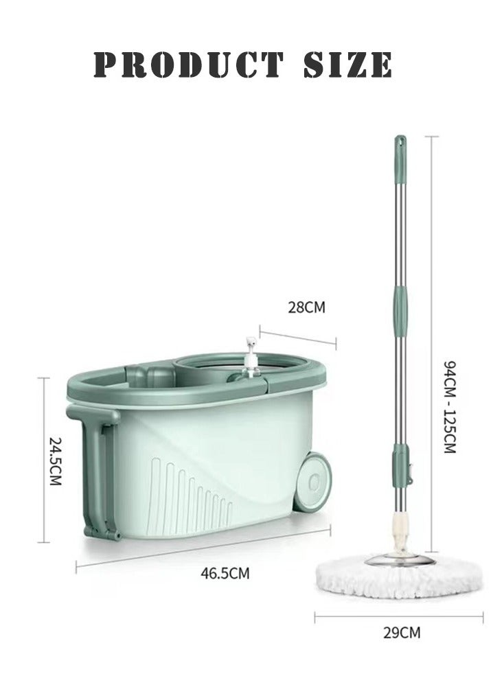 Spin Mop and Bucket Set Floor Mop Bucket with Wheels Stainless Steel Handle Stainless Stofiber Headseel Suction Cup and 3 Mop Heads  - Image 5