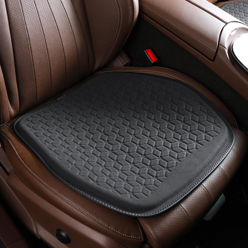 Binsheo Thin Premium Gel Seat Cushion for Car Seat, Office Chair, Wheelchair, Golf Cart - Non-Slip Car Seat Cushions with 0.7 Inch Gel - Sciatica & Coccyx Pain Relief (Suede, Black) - Image 1