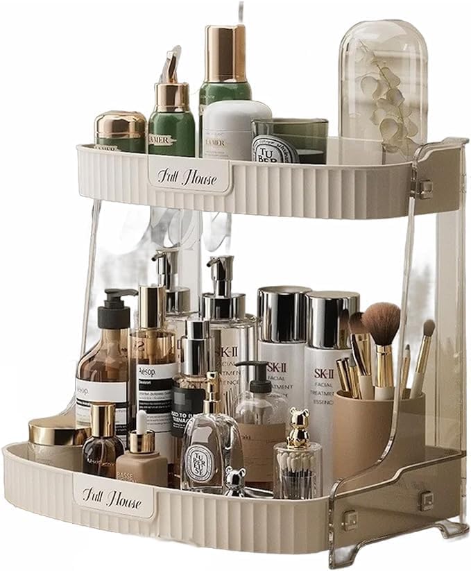 Seafront Seafront 2Tier Skincare Storage RackTransparent Bathroom Counter Organizer Large Skin care Organizer with Drawers for VanityMakeup Countertop Organizer Perfume Tray for Cosmetics  - Image 1