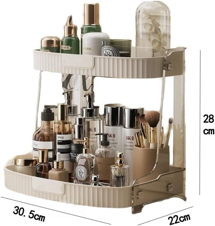 Seafront Seafront 2Tier Skincare Storage RackTransparent Bathroom Counter Organizer Large Skin care Organizer with Drawers for VanityMakeup Countertop Organizer Perfume Tray for Cosmetics  - Image 3