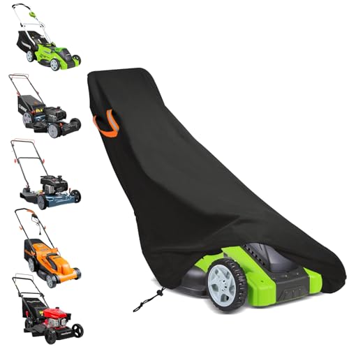ClawsCover Push Lawn Mower Cover Waterproof Outdoor,Tear-resistant 600D Polyester Oxford,Walk Behind Lawnmower Storage Covers,Anti-UV Dustproof,Longevity Use,Secure Drawstring,Reflective Handles-74x25x39 Inch - Image 1