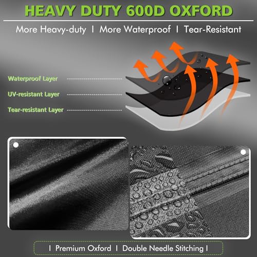ClawsCover Push Lawn Mower Cover Waterproof Outdoor,Tear-resistant 600D Polyester Oxford,Walk Behind Lawnmower Storage Covers,Anti-UV Dustproof,Longevity Use,Secure Drawstring,Reflective Handles-74x25x39 Inch - Image 4