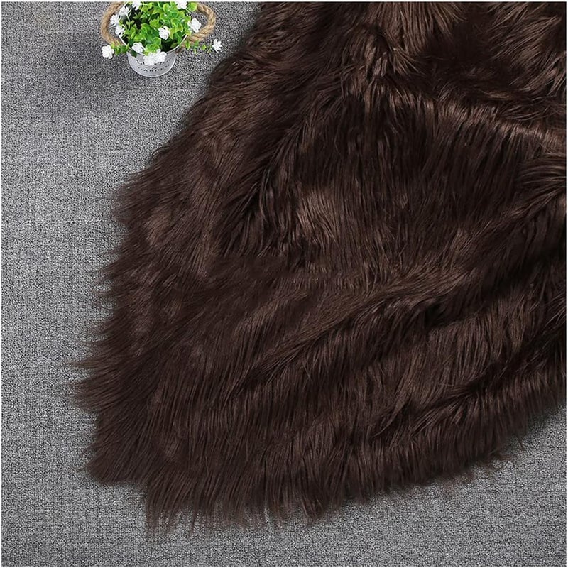 Faux Fur Faux Fur Fabric 180x50cm Shaggy Soft Long Pile Artificial Fur Fabric for Costume Arts Crafts Cushion Use Fake Fur Fabric for DIY, Craft Fur Decoration (Color : Coffee) - Image 1