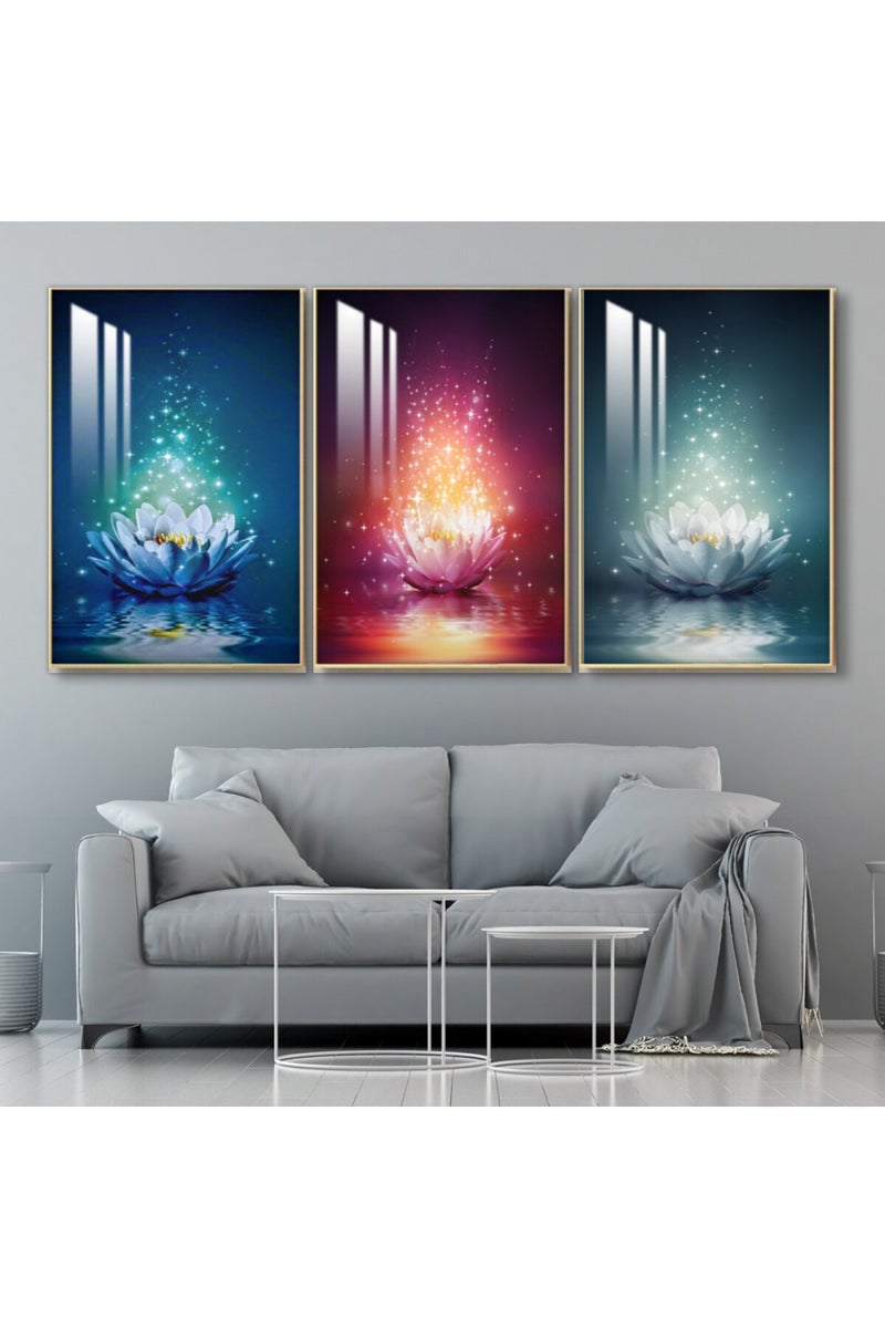 Marktna Three wooden wall painting with a frame and a clear acrylic layer - Image 1
