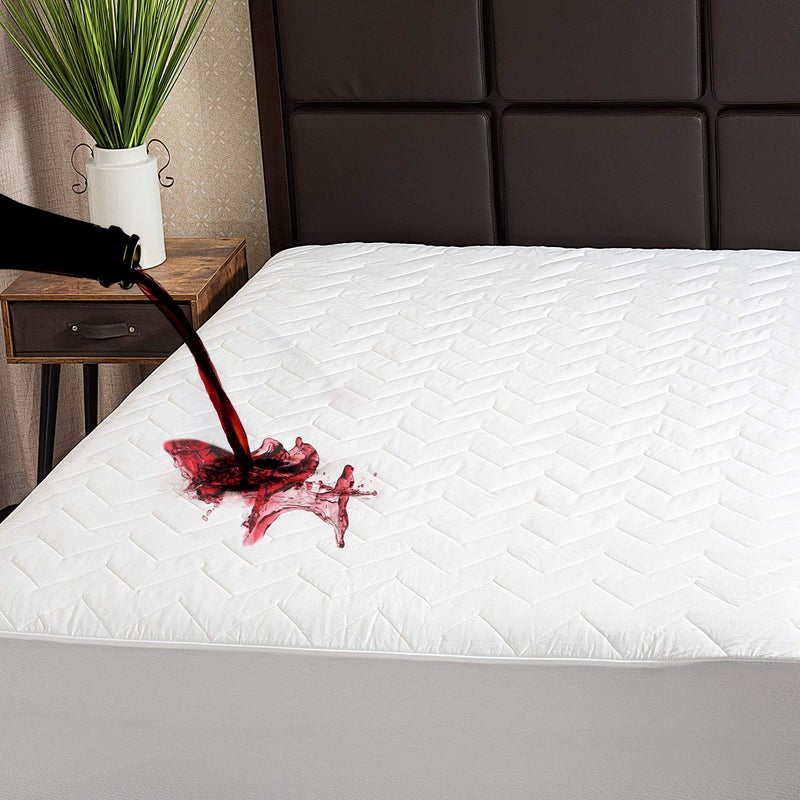 Waterguard Quilted Cotton Mattress Pad - Twin Size - Soft, Comfortable, and Fluffy Mattress Pad - Waterproof Mattress Protector Stretched 13" for Snug Fit on Regular Sized Mattress - Image 1