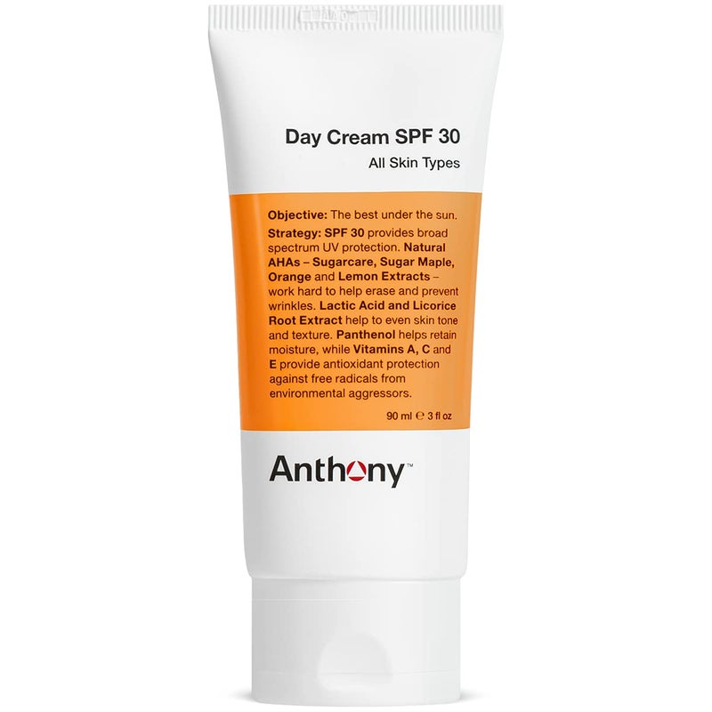 Anthony Day Cream SPF 30 Mens Face Moisturizer with Sunscreen  Antiaging Face Lotion and BroadSpectrum Sunblock  Lightweight NonComedogenic Formula for All Skin Types  3 Fl Oz