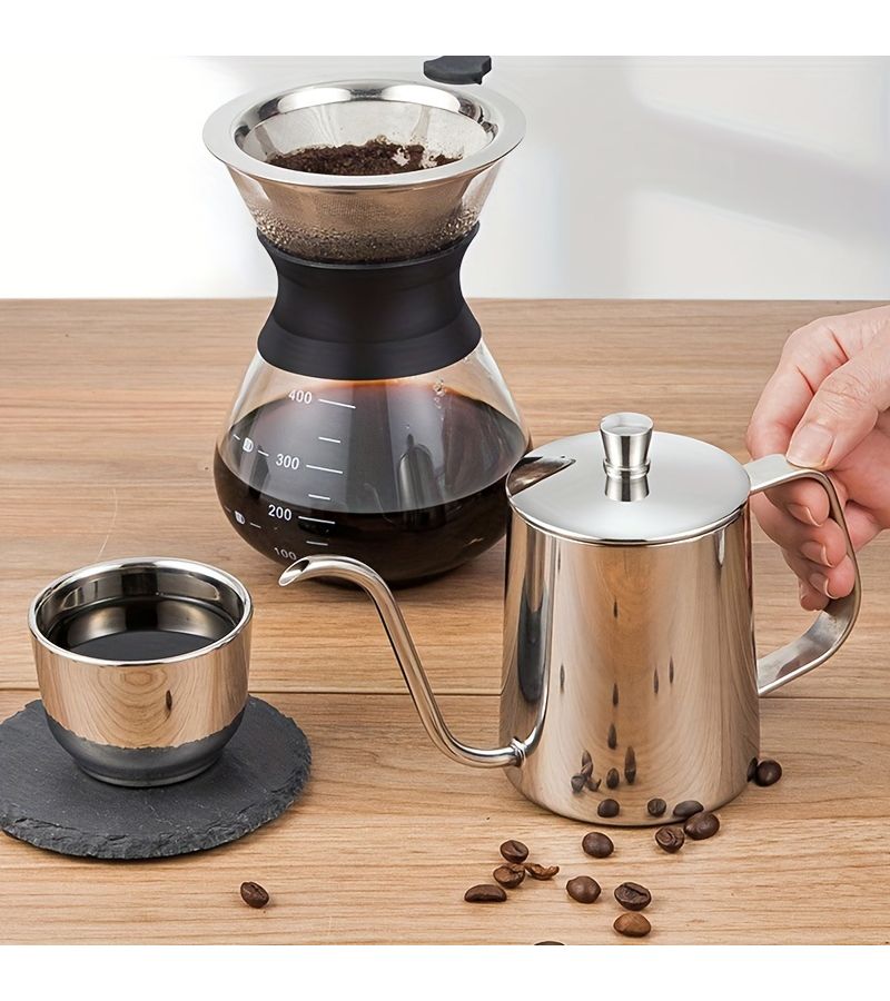 Black 350ml Gooseneck Stainless Steel Coffee Pot Fine Mouth Drip Kettle For Pour Over Coffee Maker Kitchen Household Supplies - Image 5