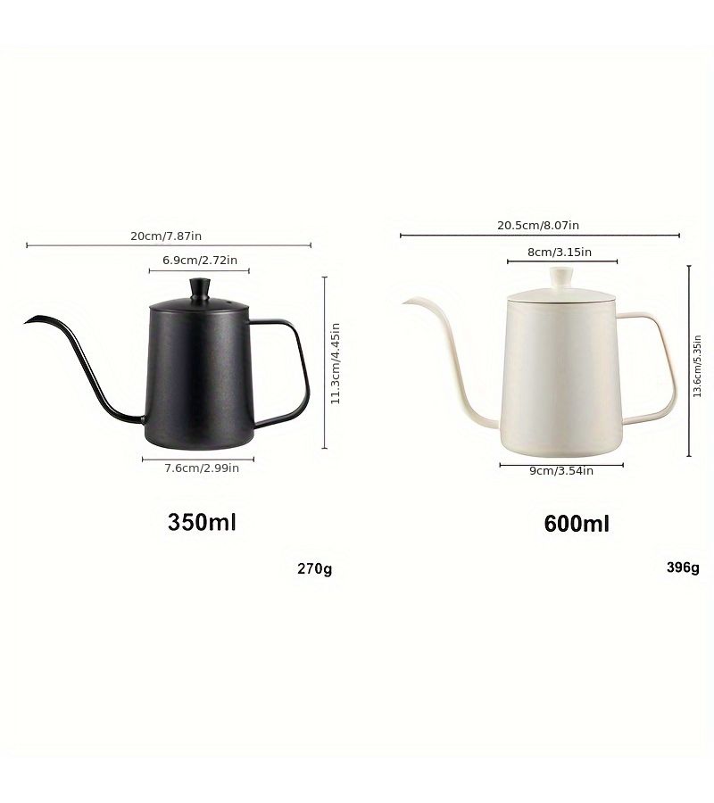 Black 350ml Gooseneck Stainless Steel Coffee Pot Fine Mouth Drip Kettle For Pour Over Coffee Maker Kitchen Household Supplies - Image 3