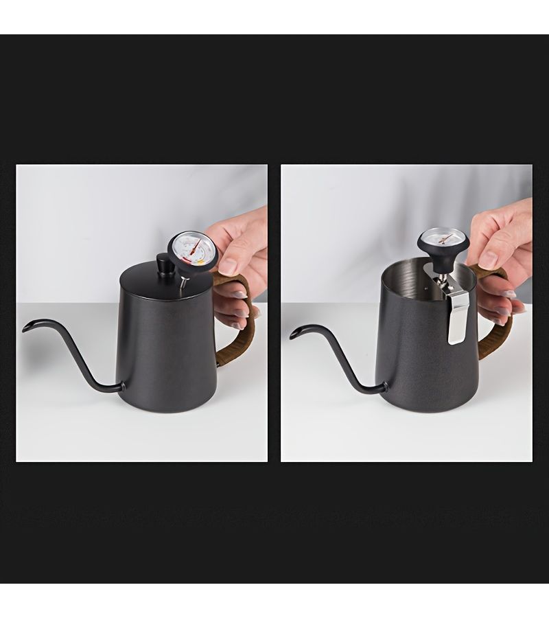 Black 350ml Gooseneck Stainless Steel Coffee Pot Fine Mouth Drip Kettle For Pour Over Coffee Maker Kitchen Household Supplies - Image 2