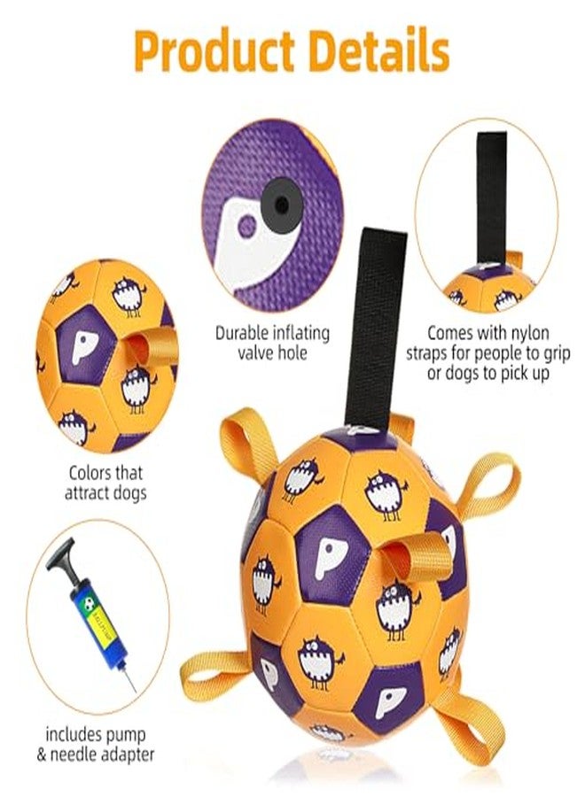 TVM Dog Toys Soccer Ball, Soccer Ball with Straps, Interactive Dog Toys for Tug of War, Dog Water Toy, Durable Dogs Balls for Small Medium & Large Dogs (Purple) - Image 4