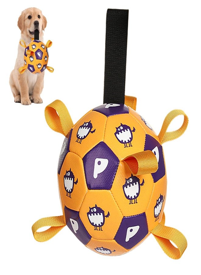 TVM Dog Toys Soccer Ball, Soccer Ball with Straps, Interactive Dog Toys for Tug of War, Dog Water Toy, Durable Dogs Balls for Small Medium & Large Dogs (Purple) - Image 2