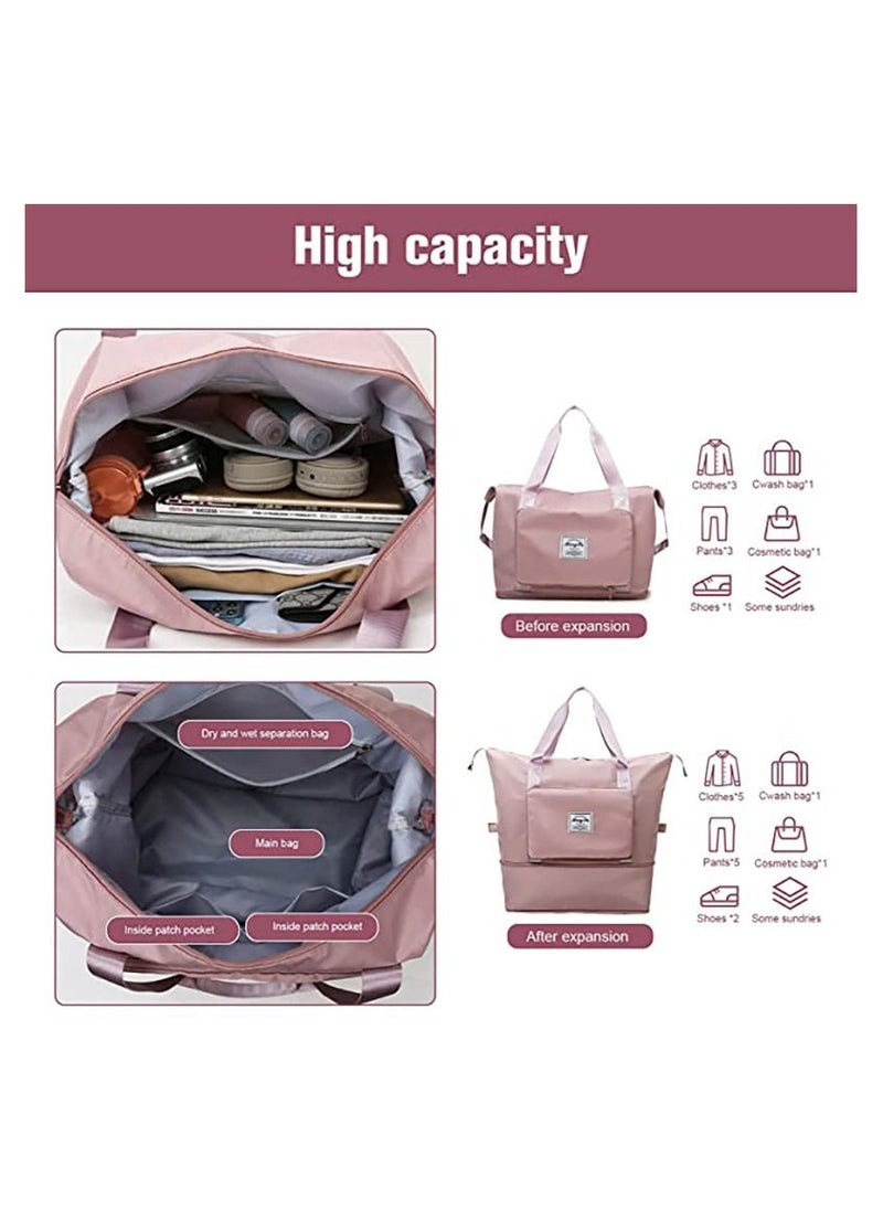 Generic - Foldable Duffel Bag, Portable Expandable Travel Bag, Waterproof Lightweight Travel Luggage Bag for Sports, Gym & Vacation. (Pink) - Image 1