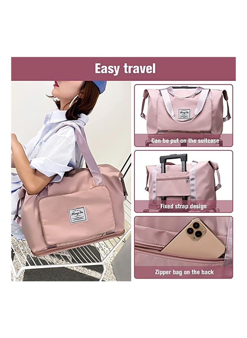 Generic - Foldable Duffel Bag, Portable Expandable Travel Bag, Waterproof Lightweight Travel Luggage Bag for Sports, Gym & Vacation. (Pink) - Image 1
