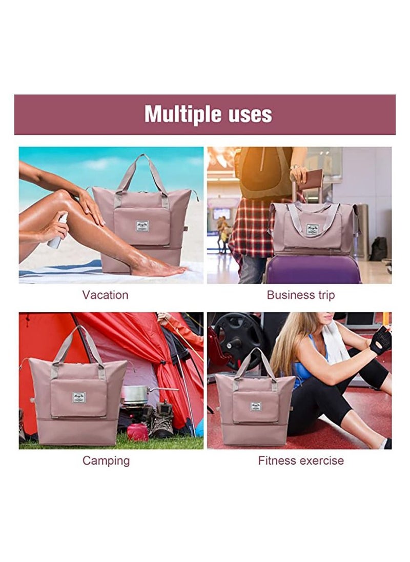 Generic - Foldable Duffel Bag, Portable Expandable Travel Bag, Waterproof Lightweight Travel Luggage Bag for Sports, Gym & Vacation. (Pink) - Image 1