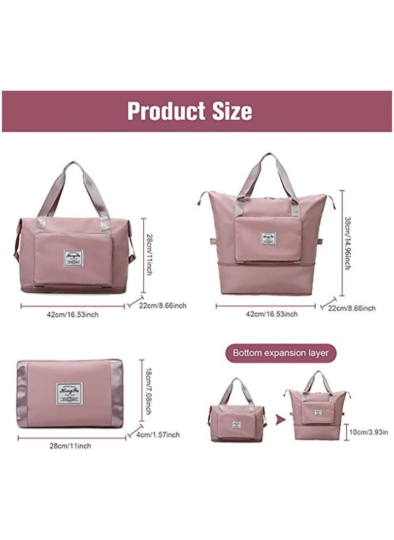 Generic - Foldable Duffel Bag, Portable Expandable Travel Bag, Waterproof Lightweight Travel Luggage Bag for Sports, Gym & Vacation. (Pink) - Image 1