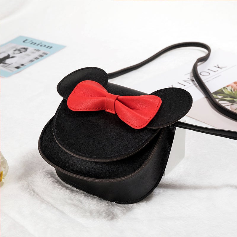 Korean Fashionable Childrens Crossbody Bag Cute Cartoon Bow Western Style Baby Coin Purse Mini Princess Bag for Girls black bow