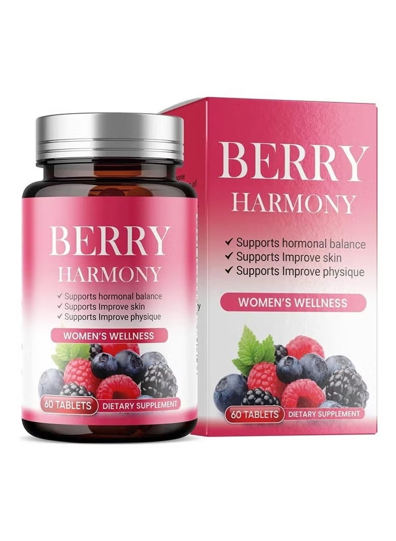 BERRY HARMONY Women's Wellness Dietary Supplement for Hormonal Balance, 60 Tablets