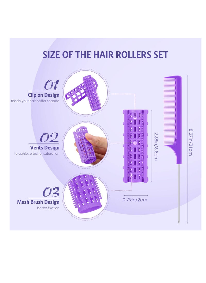 Excefore - Hair Roller, 24 Pcs Small Size Plastic Hair Rollers, Hair Curlers with Steel Pintail Comb, Self Grip Rollers,  for Short Hair Long No Heat Hair Curlers Hair Hairdressing Styling Tools - Image 1