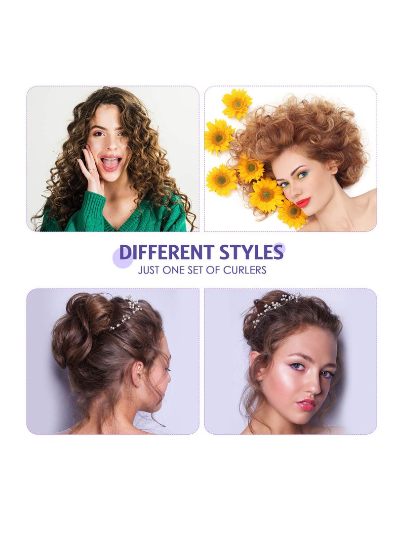 Excefore - Hair Roller, 24 Pcs Small Size Plastic Hair Rollers, Hair Curlers with Steel Pintail Comb, Self Grip Rollers,  for Short Hair Long No Heat Hair Curlers Hair Hairdressing Styling Tools - Image 1