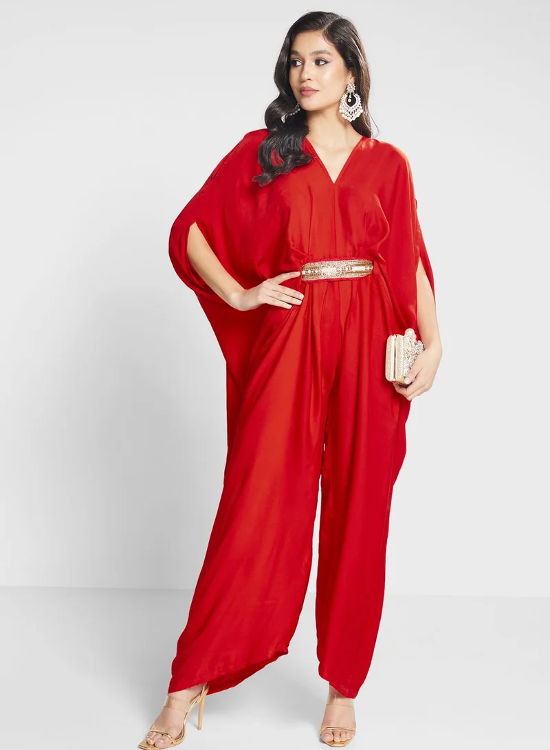 The Arab Crab Embroidered V-Neck Dress