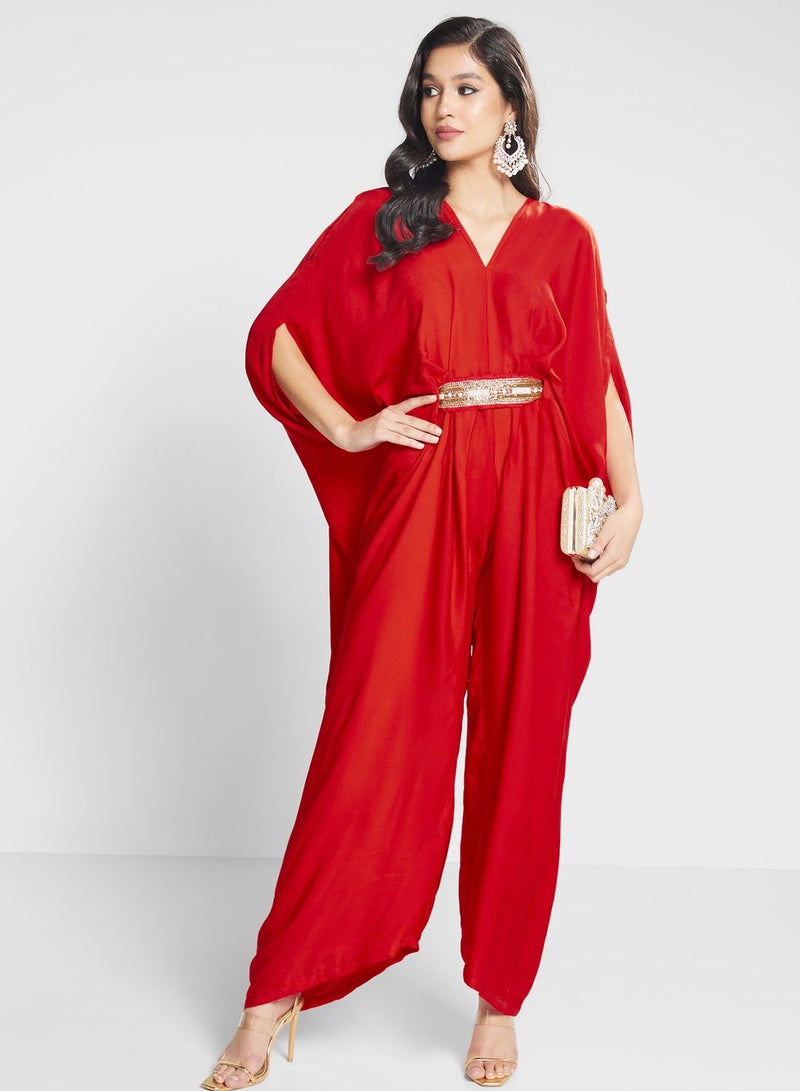 The Arab Crab Embroidered V-Neck Dress - Image 1