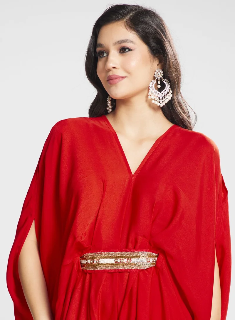 The Arab Crab Embroidered V-Neck Dress
