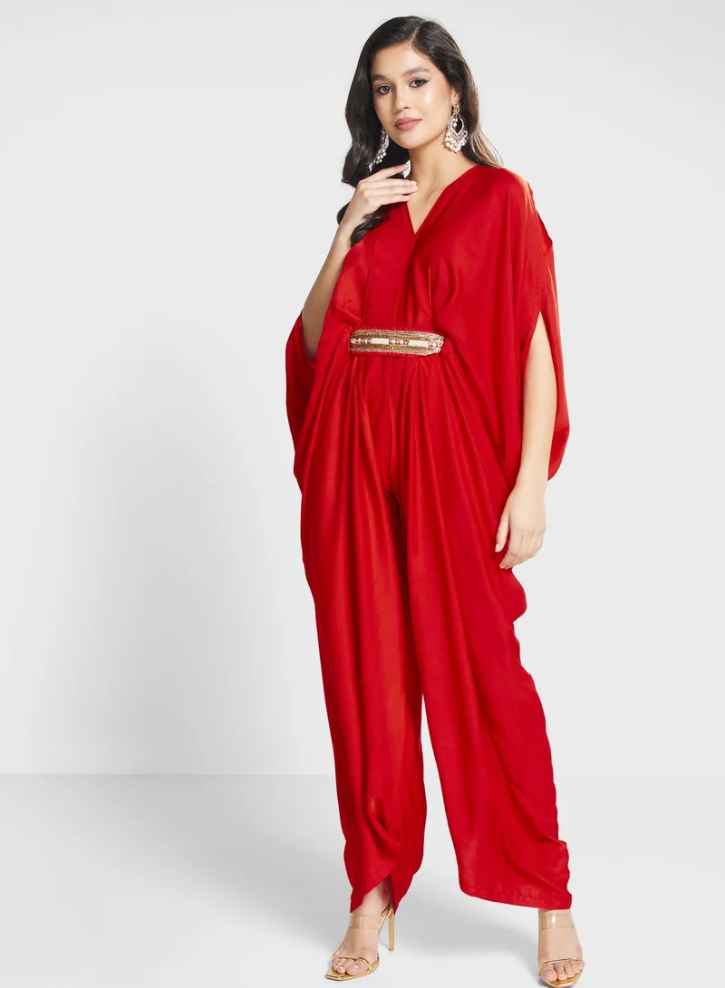 The Arab Crab Embroidered V-Neck Dress