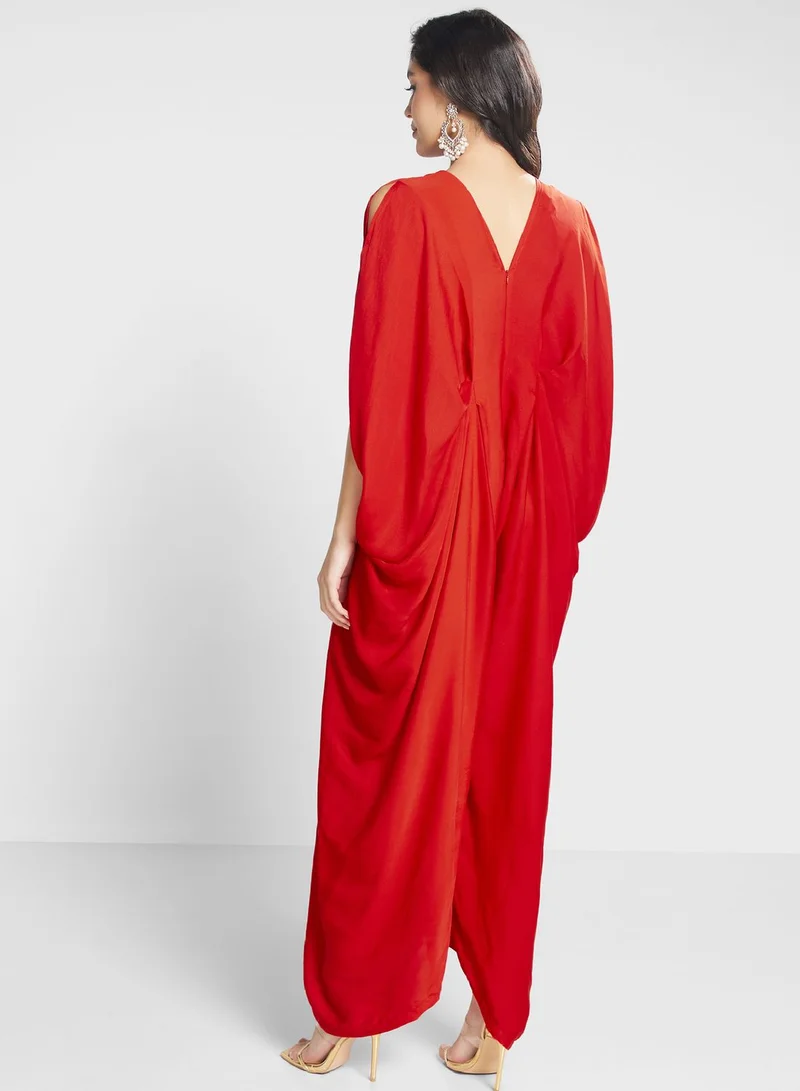 The Arab Crab Embroidered V-Neck Dress