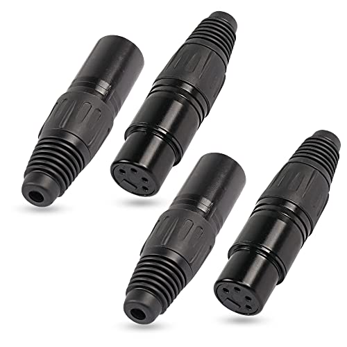XMSJSIY 4 Pin XLR Female Plugs Connectors, 4 Pin XLR-F Plug Audio Mic Microphone Connector,XLR Cable Ends Replacement F-Plug Audio Socket-4PCS - Image 1