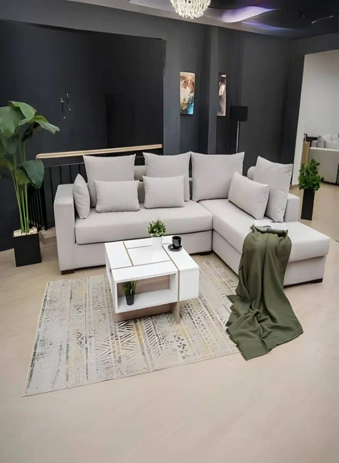 HODGE Sofa size 240x85, gray color, made of durable Swedish wood and Super Soft fabric, Safa Al Madinah - Image 1