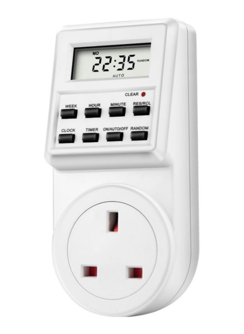 Generic UK Plug Digital Weekly Programmable Timer Switch Electrical Socket Outlet with LCD Display 230V/110V AC 24 Hour 7Day Power Timer Countdown for Home Office Appliances  - Image 1