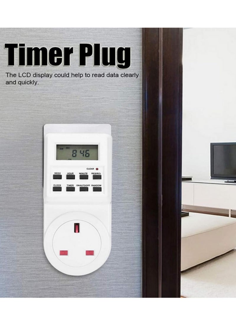 Generic UK Plug Digital Weekly Programmable Timer Switch Electrical Socket Outlet with LCD Display 230V/110V AC 24 Hour 7Day Power Timer Countdown for Home Office Appliances  - Image 4