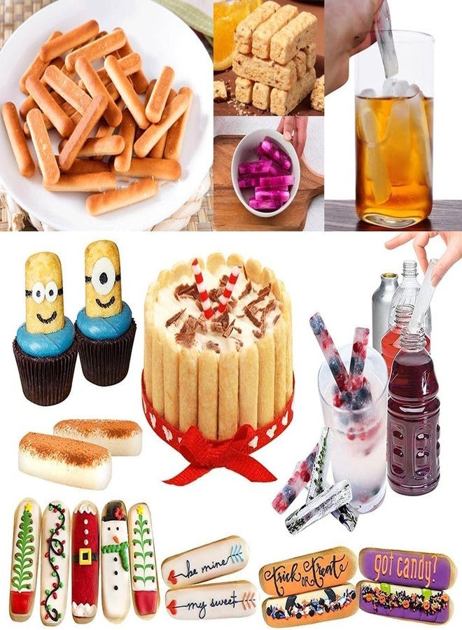 Skytail 8 Slot Granola Bar & 10 Slot Finger Biscuit Silicone Moulds for Chocolate Candy Protein Bars Truffle Cheesecake Bread Sticks Brownie Ganache Jelly Gummy Pudding Ice Cube Butter Soap Molds - Image 4