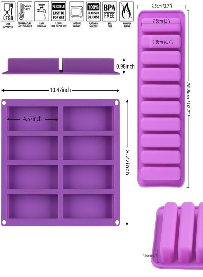 Skytail 8 Slot Granola Bar & 10 Slot Finger Biscuit Silicone Moulds for Chocolate Candy Protein Bars Truffle Cheesecake Bread Sticks Brownie Ganache Jelly Gummy Pudding Ice Cube Butter Soap Molds - Image 2