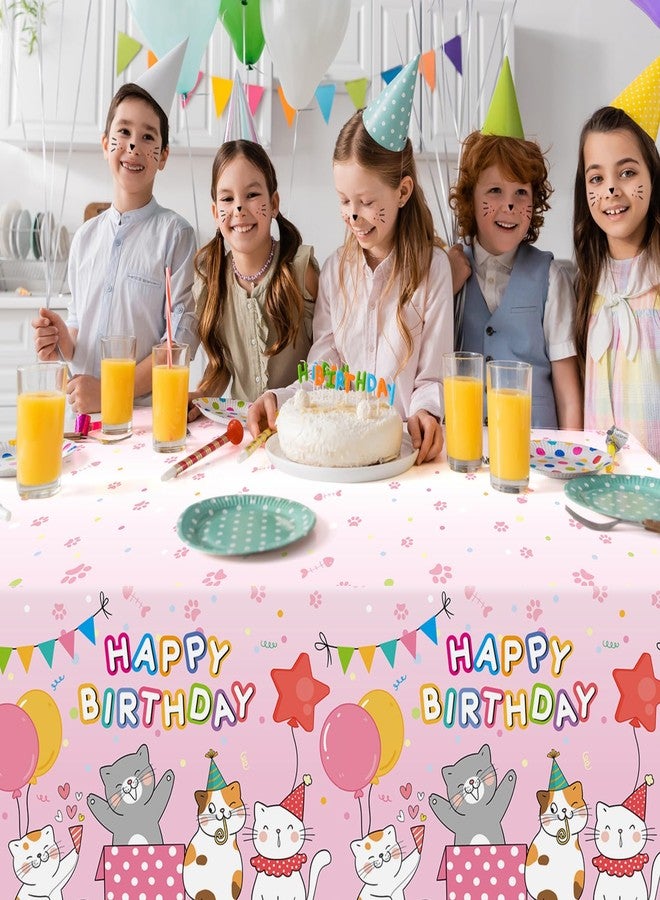 Oudain 3 Pcs Cat Tablecloth for Birthday Party 54 x 108inch Cat Birthday Decorations Paw Print Plastic Table Cover Kitty Disposable Table Cloth for Pet Baby Shower Party Supplies(Kawaii,Pink) - Image 4