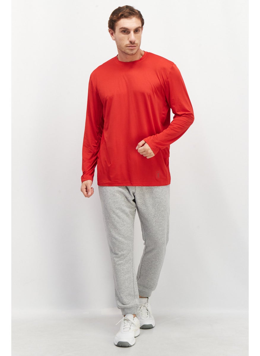 Men Sportswear Fit Crew Neck Long Sleeves Solid Shirt, Red - pzsku/Z480F6457565C68109107Z/45/_/1732780734/d39caf30-2254-4f40-a67c-66056240f29c