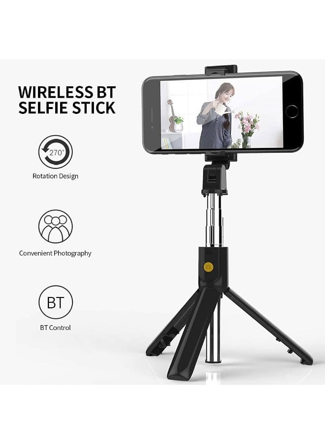 K07 Bluetooth 4.0 Wireless Selfie Stick with Integrated Tripod | Foldable Extendable Phone Holder for iPhone & Android | Remote Shutter | Portable Travel Selfie Stick for Vlogging & Photos – Black  - Image 2