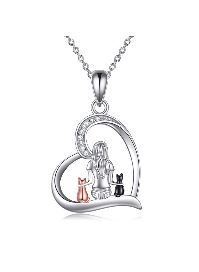 YFN Cat Necklace Sterling Silver Jewelry for Women, Cat Jewelry Gifts for Cat Lovers  - Image 1
