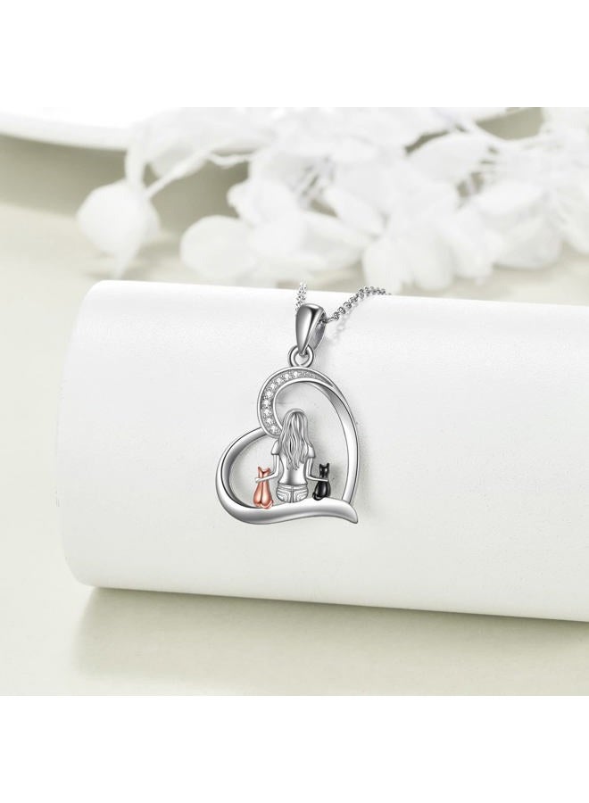 YFN Cat Necklace Sterling Silver Jewelry for Women, Cat Jewelry Gifts for Cat Lovers  - Image 3