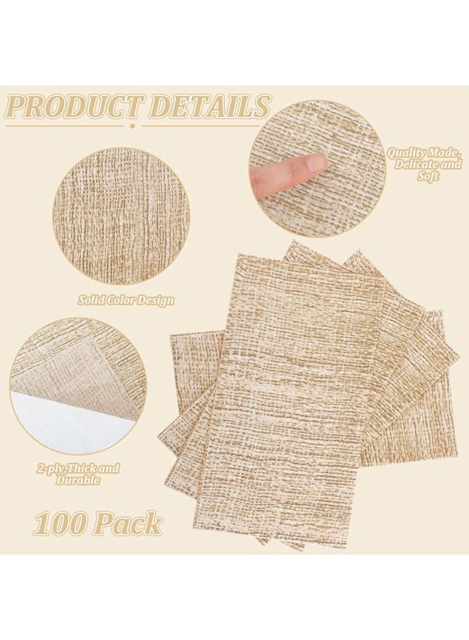 Glenmal 100 Pack 2 Ply Burlap Paper Napkins Disposable Dinner Napkin Rustic Natural Brown Hand Napkin Towel for Vintage Country Tan Picnic Bathroom Farmhouse Kitchen Wedding Birthday Party, 15.75 x 12.99 Inch - Image 4