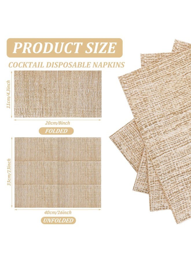 Glenmal 100 Pack 2 Ply Burlap Paper Napkins Disposable Dinner Napkin Rustic Natural Brown Hand Napkin Towel for Vintage Country Tan Picnic Bathroom Farmhouse Kitchen Wedding Birthday Party, 15.75 x 12.99 Inch - Image 3