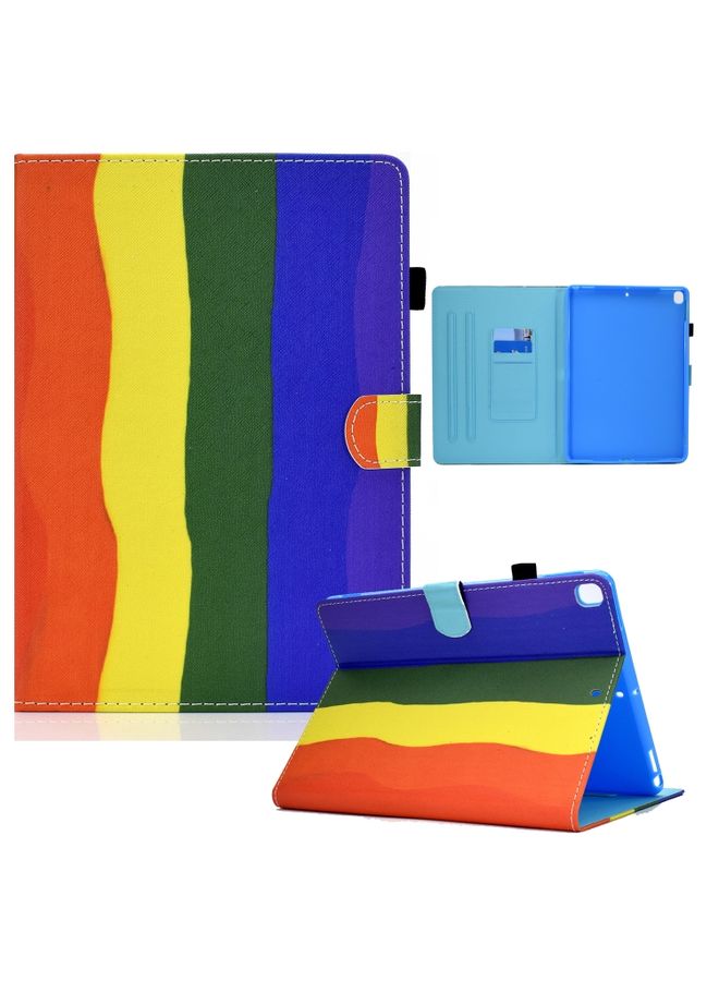 HuHa Case Cover Colored Drawing Horizontal Flip Leather Case with Holder & Card Slots & Sleep / Wake-up Function For iPad 10.2 2021 / 2020 / 2019 / iPad Air 10.5 2019 Rainbow 