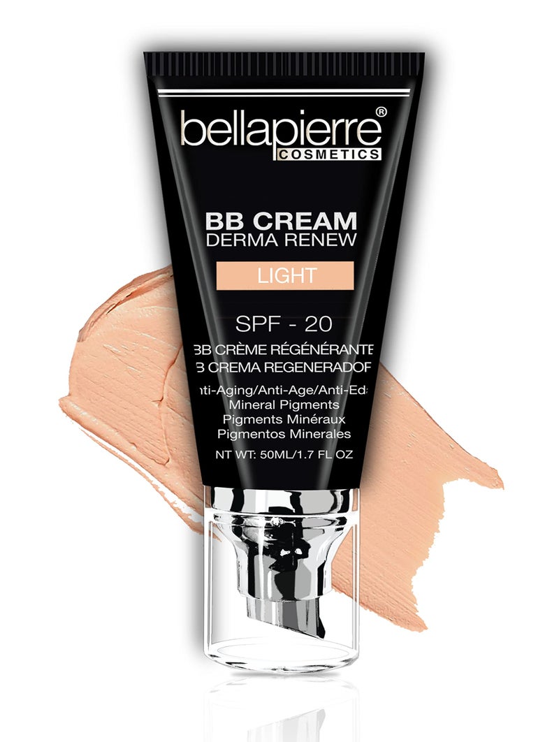 BellaPierre bellapierre BB Cream with SPF 20  Tinted Sunscreen Concealer Matte Foundation  Moisturizing Face Cream  Lightweight Formula  Pump Top Applicator  NonToxic  Paraben Free  17 Oz  Light
