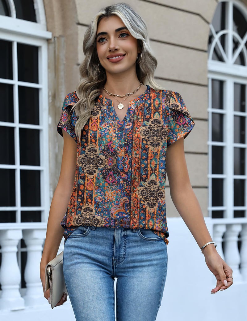 Zeagoo Boho Tops for Women Short Sleeve Shirts 2026 Fashion Summer Basic Work Business Dressy Blouses - Image 2