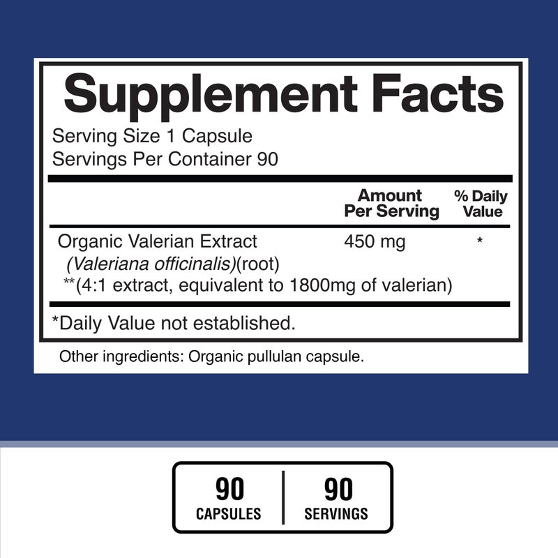 American Standard Supplements Organic Valerian 1800mg Per Serving – Vegan, Gluten Free, Non-GMO, 90 Capsules, 90 Servings - Image 3